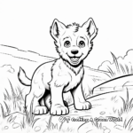 Playing Wolf Pup Coloring Pages: Pups at Play 1