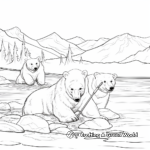Polar Bears Fishing: Action Scene Coloring Pages 1