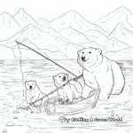 Polar Bears Fishing: Action Scene Coloring Pages 2