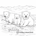 Polar Bears Fishing: Action Scene Coloring Pages 4