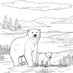 Polar Bears in a Arctic Landscape Coloring Pages 1