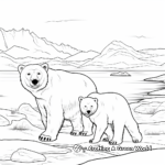 Polar Bears in a Arctic Landscape Coloring Pages 2