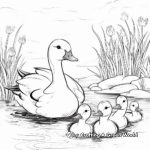 Pond Scene with Multiple Ducks Coloring Pages 4