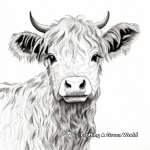 Portrait of Highland Cow Coloring Pages for Teens 4