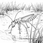 Praying Mantis in Action: Hunting Scene Coloring Pages 3