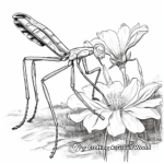 Praying Mantis on a Flower: Nature-Scene Coloring Pages 1