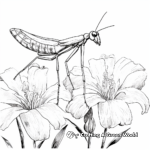 Praying Mantis on a Flower: Nature-Scene Coloring Pages 3