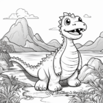 Prehistoric Landscape with Dinosaurs Coloring Pages 1