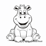 Preschooler-friendly Simple Hippo Coloring Pages 2