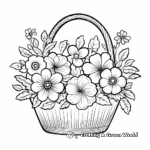 Pretty Easter Basket Surrounded by Flowers Coloring Pages 1