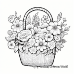 Pretty Easter Basket Surrounded by Flowers Coloring Pages 2