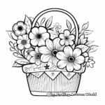 Pretty Easter Basket Surrounded by Flowers Coloring Pages 3