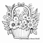 Pretty Easter Basket Surrounded by Flowers Coloring Pages 4