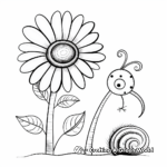 Pretty Snail and Flower Coloring Pages 4