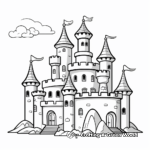 Princess And Her Castle Coloring Pages For Children 2