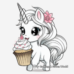 Princess and Unicorn Cupcake Coloring Pages 1