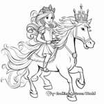 Princess Riding Unicorn Pegasus Coloring Pages 1