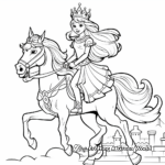 Princess Riding Unicorn Pegasus Coloring Pages 2