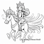 Princess Riding Unicorn Pegasus Coloring Pages 4