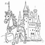 Princess Unicorn in front of Her Castle Coloring Pages 1