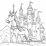 Princess Unicorn in front of Her Castle Coloring Pages 2