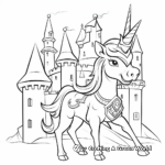 Princess Unicorn in front of Her Castle Coloring Pages 3