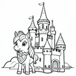 Princess Unicorn in front of Her Castle Coloring Pages 4