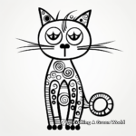Printable Abstract Halloween Cat Coloring Pages for Artists 1
