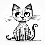 Printable Abstract Halloween Cat Coloring Pages for Artists 2