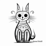 Printable Abstract Halloween Cat Coloring Pages for Artists 3