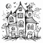 Printable Abstract Haunted House Coloring Pages for Artists 3