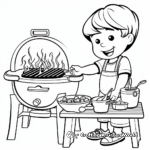 Printable Barbecue Grill Fire Coloring Pages 1