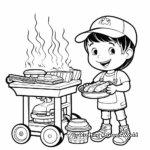 Printable Barbecue Grill Fire Coloring Pages 2