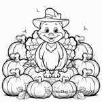 Printable Turkey and Pumpkins Giving Thanks Coloring Pages 2