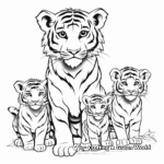 Proud Mother Tiger with Cubs Coloring Pages 1