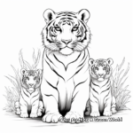 Proud Mother Tiger with Cubs Coloring Pages 3