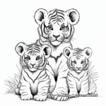 Proud Mother Tiger with Cubs Coloring Pages 4