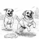 Pugs in Action: Playing Frisbee Coloring Pages 4