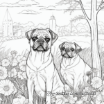 Pugs in Nature: Park Scene Pug Coloring Pages 4