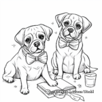 Pugs with Accessories: Pug with a Bow Tie Coloring Pages 3