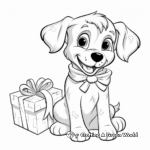 Puppy Opening Christmas Present Coloring Pages 1