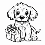 Puppy Opening Christmas Present Coloring Pages 2
