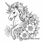 Radiant Unicorn amidst Chrysanthemums Coloring Pages 1