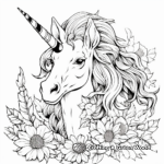 Radiant Unicorn amidst Chrysanthemums Coloring Pages 2