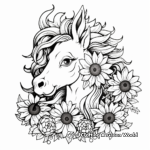 Radiant Unicorn amidst Chrysanthemums Coloring Pages 3