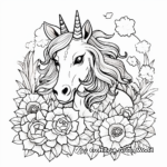 Radiant Unicorn amidst Chrysanthemums Coloring Pages 4