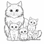 Ragdoll Cat Family Coloring Pages: Male, Female, and Kittens 1
