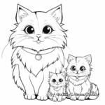 Ragdoll Cat Family Coloring Pages: Male, Female, and Kittens 2