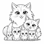Ragdoll Cat Family Coloring Pages: Male, Female, and Kittens 3