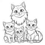 Ragdoll Cat Family Coloring Pages: Male, Female, and Kittens 4